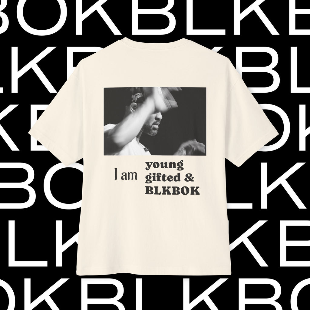 "I am young gifted & BLKBOK" Oversized Boxy Tee (Photo by Malcolm Henoch)