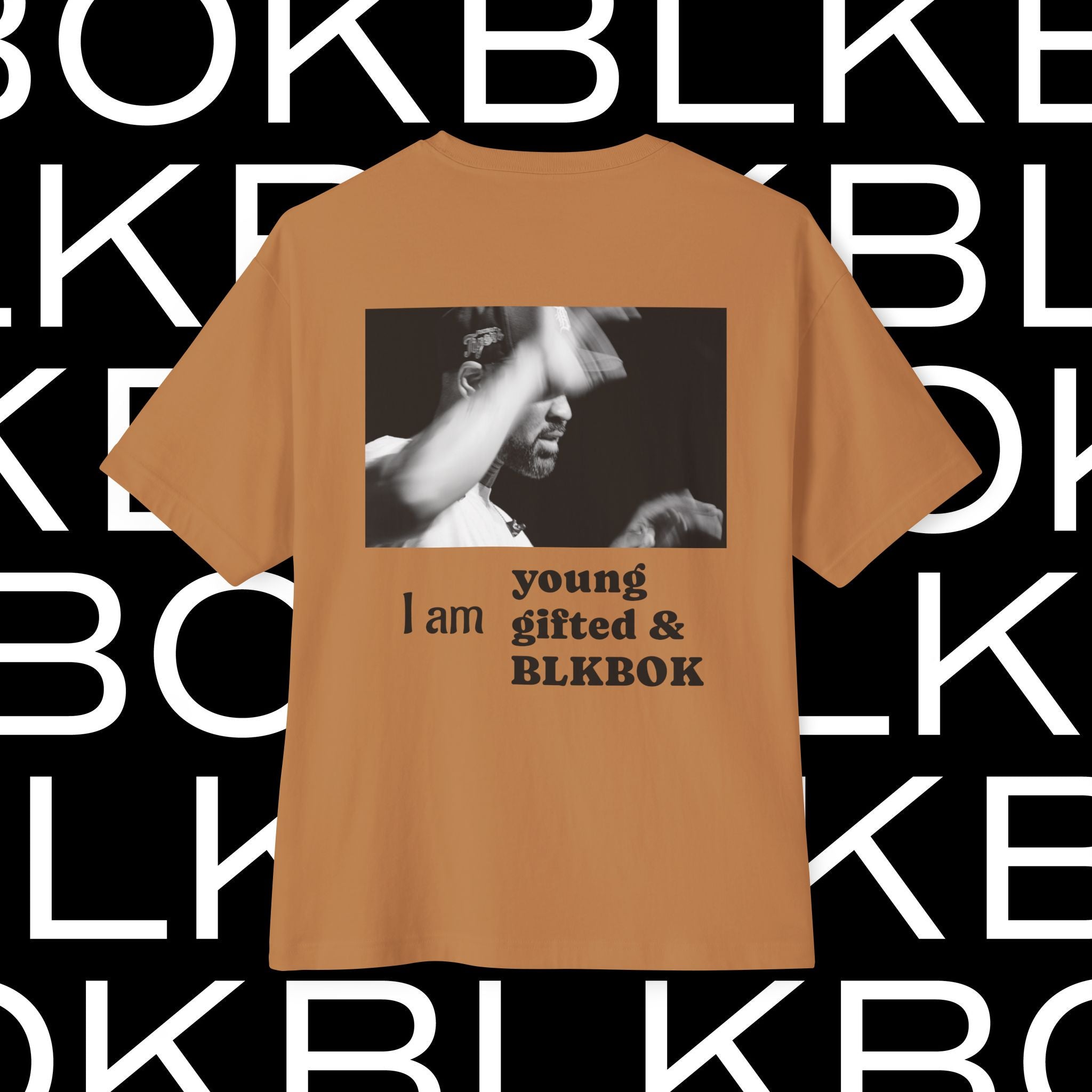 "I am young gifted & BLKBOK" Oversized Boxy Tee (Photo by Malcolm Henoch)