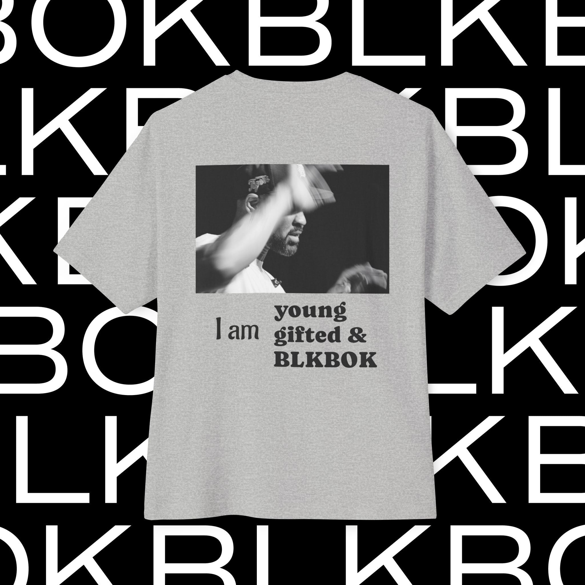 "I am young gifted & BLKBOK" Oversized Boxy Tee (Photo by Malcolm Henoch)